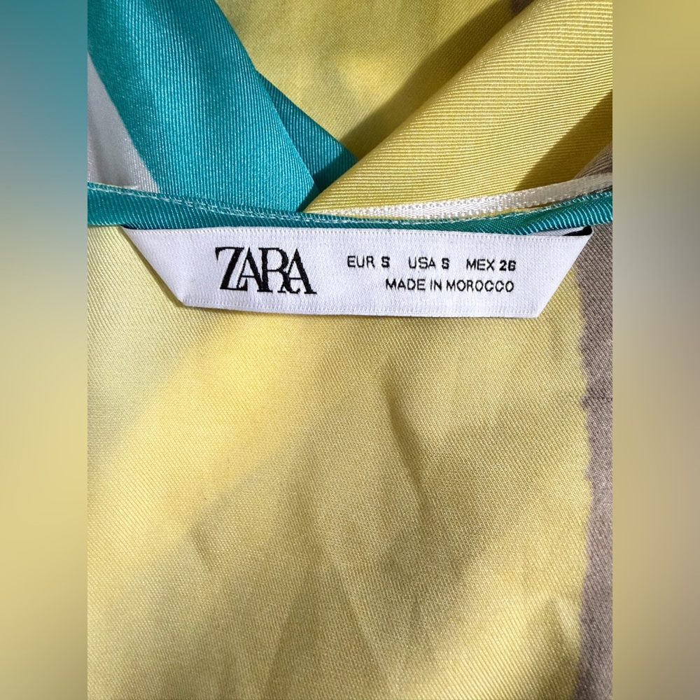 Zara NWOT Multicolor Striped Wrap Flowy Blouse W/Belt. Long Sleeves. Size Small. - Picture 4 of 12